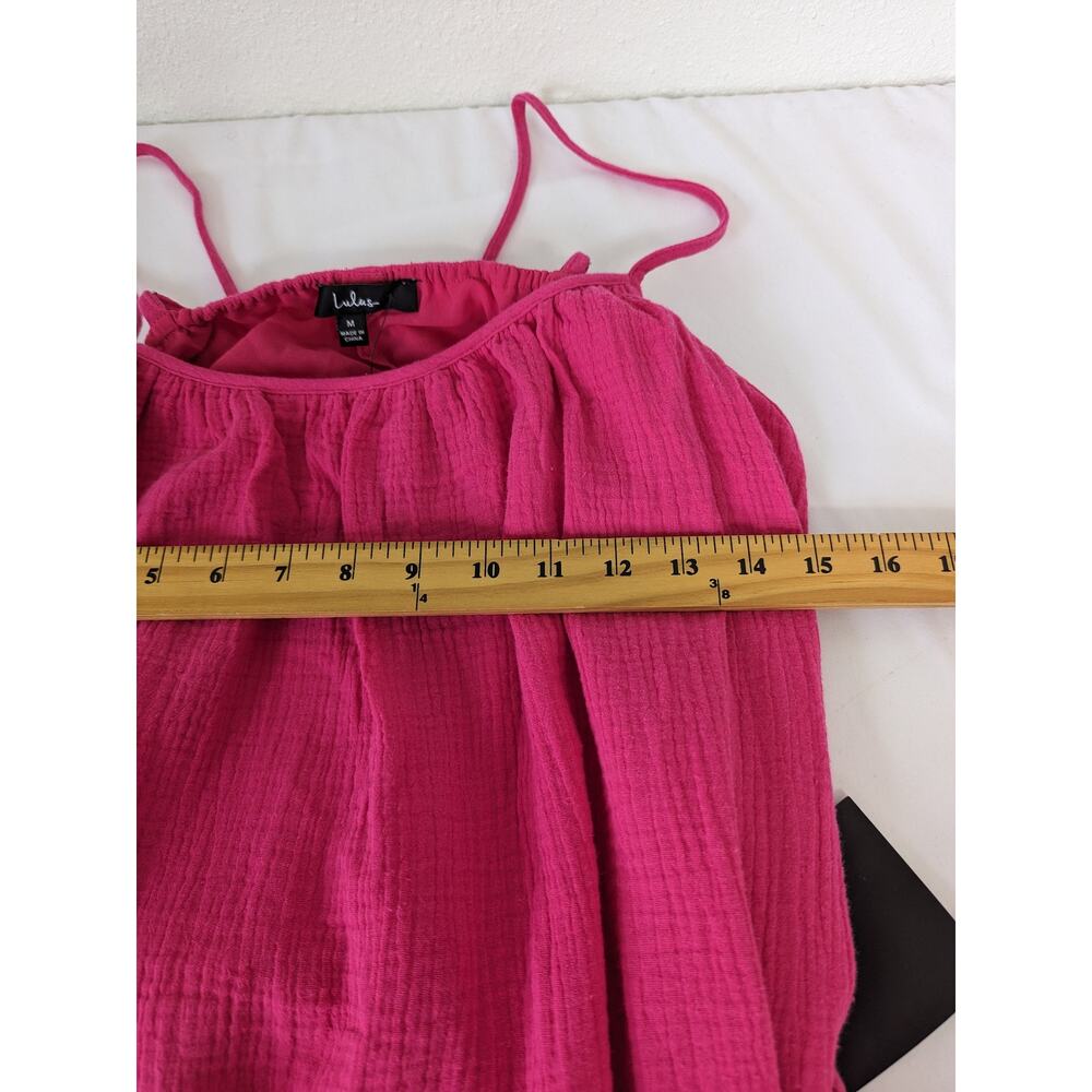 Lulus Cinched It‎ Magenta Ruffled Belted Shift Mini Dress Size Medium Pink New - Picture 6 of 9